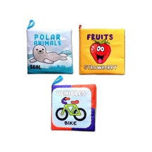 3 Kitap İngilizce Kutup Hayvanları , Taşıtlar Ve Meyveler Kumaş Sessiz Kitap E125 E126 E132 - Bez Kitap , Eğitici Oyuncak , Yumuşak Ve Hışırtılı