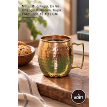 5 Adet Pirinç Kupa Bardak Metal Mug Kupa, Ev Ve Ofis İçin Kullanım, Kupa Formunda 10 X 12 Cm 1