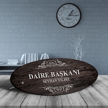 Kişiye Özel Mesleki Daire Başkanı Ahşap Oval Masa İsimliği - 3