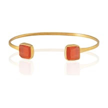 Kadir Jewellery 22 Ayar Altın Kaplama El İşçiliği Zirkon Taşlı Kadın Charm Bileklik Kırmızı