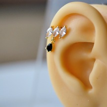 Heppii Taş Sallantılı Helix Piercing Kıkırdak Cerrahi Çelik Gold Renk