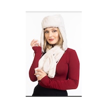 Ladycolor Çantadepo Peluş Kalpak Atıkılı Takım Beyaz