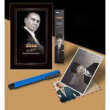 2026 Gazi Paşa Atatürk Ajandası Ayraç Kartpostal Kalem - Mavi 103 Ivory