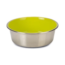 Beeztees Köpek Mama Su Kabı, Paslanmaz Çelik, İçi Sarı, 20cm, 1,9l
