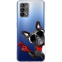 Oppo A74 İle Uyumlu 1mm Slim Fit Köpek 2 050e Baskılı Şeffaf Kılıf Şeffaf