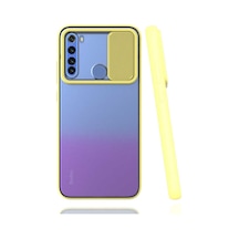 Noktaks - Redmi Note 8 Uyumlu - Kılıf Slayt Sürgülü Arkası Buzlu Lensi Kapak - Sarı Sarı