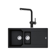 Franke Urban Ubg 651-100 Granit Nero Evye + Active Plus Doccia Nero Armatür Siyah