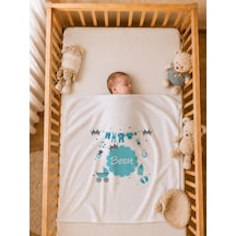 %100 Pamuk İsimli Erkek Bebek Battaniyesi 80x80 Cm Çift Kat Penye Organik Baskılı İsme Özel Bebek Battaniyesi Bebek Hediyesi 2031bg Ekru