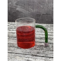 450ml Borosilikat Cam Renkli Özel Kulplu Bardak Kupa Ofis Bardağı Beyaz - Çok Renkli