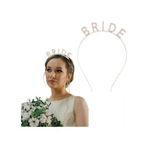 Rose Gold Bekarlığa Veda Kristal Taş Bride Tacı