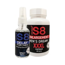 Stımul8 S8 Erkekıere Özel Delay30 Mlsprey + Özel Xxxlşekillendirme 60 Lı Caps En Boy Ebat