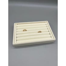 Yerli Üretim Küçük Boy Süet Kumaş Krem Renk 22,5/14,5 Cm Rulo Çekmece Içi Yüzük Standı Çok Renkli
