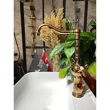 İsaoğlu Yapı Bakır Mutfak Bataryası Bronz Rustik Musluk Vintage Model Evye Musluğu Bakır