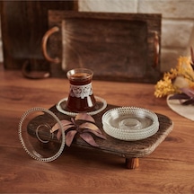 Perotti Girona Çay Tabak - 6 Lı Boncuklu Çay Tabağı Şeffaf
