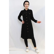 İbrahim Burak Etiler Collection Moda Çizgi Tunik Gömlek Siyah