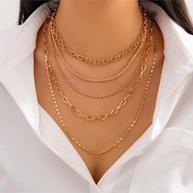 Girift Vintage Aeris 5 Adet Zincir Kolye Seti Gold