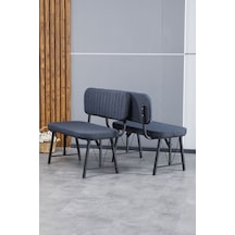 Hayat Serisi Mutfak, Yemek, Bahçe, Kafe, Modern Bench, Puf, 2 Adet - Lacivert Lacivert