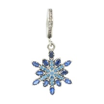 Nur Silver Mavi Taşlı Kar Tanesi Gümüş Charm Nur-bl20123