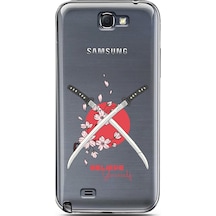 Samsung Uyumlu Note 2 Sakura Sword Tasarımlı Süper Şeffaf Telefon Kılıfı Çok Renkli