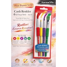 Canlı Renkler 4 Lü Fırça Seti Set 4 10-2-6-12 Numara Akrilik Guaj Hobi Boya Fırçası