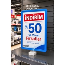 A3 Mavi Güçlü Mıknatıslı Fiyatlık Etiketlik Dikey Yatay Afiş Fiyat Etiketi Çerçevesi Mavi