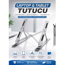 Ayarlanabilir Ve Katlanabilir Laptop Tablet Standı Kademeli Yükseklik Ayarı Kaymaz Taşınabilir Stand