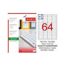 Tanex Tw-2564 48.5X16.9 MM Laser Etiket 100 Ad.