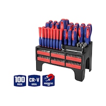 Workpro Wp200560 100 Parça Duvar Askı Aparatlı Profesyonel Cr-v Manyetik Tornavida Ve Bits Uç Seti