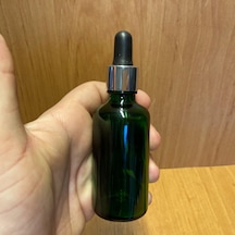50ml Yeşil Cam Damlalıklı Şişe , Gümüş Metal Kapak , 50 Cc Yeşil
