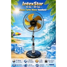 İntexstar 16 İnç 40 Cm Süper Sessiz Bakır Sargılı Turbo Motor İle Yüksek Hava Sürgülasyonu 75watt