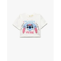 Koton Lisanslı Stitch Baskılı Ekru Kız Çocuk T-shirt 5skg10529ak Ekru