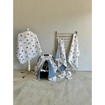 %100 Pamuk 9 Parça Çift Taraflı Muslin Set Kahve Gnş