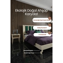Renazzo Ori On Zümrüt Yeşili Puf Başlıklı Masif Ahşap Natürel 200x200 Natürel - 200 X 200