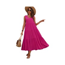 Şık Tatil Tek Renk V Yaka Katmanlı Dikişli Etek Bol Elbise Gül Kırmızısı Şık Tatil Tek Renk V Yaka Katmanlı Dikişli Etek Bol Elbise Gül Kırmızısı