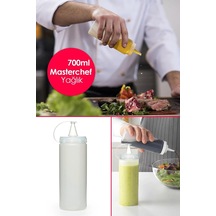 Masterchef Sızdırmaz Kapaklı Plastik Yağ Şişesi, Yağdanlık Sos Şişesi, 700 Ml, Şeffaf, Modern