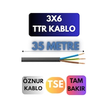 Öznur 3x6 Ttr Kablo Metre Seçenekli Siyah - 35 Metre