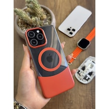 Apple iPhone 15 Pro Max Magsafe Uyumlu Mika Sararmaz Kılıf Soocase720 Turuncu