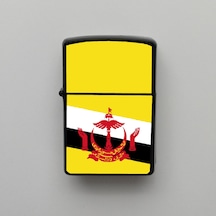 Brunei Klasik Ülke Bayraklı - Benzinli Siyah Çakmak - Hediyelik Siyah