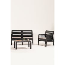 Lara / 2 1 S Bahçe Takımı Balkon - Bahçe - Teras Mobilyası / Antrasit Gri