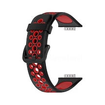 Huawei Watch Fit 2 Spor Delikli Kordon - Siyah-kırmızı Diğer