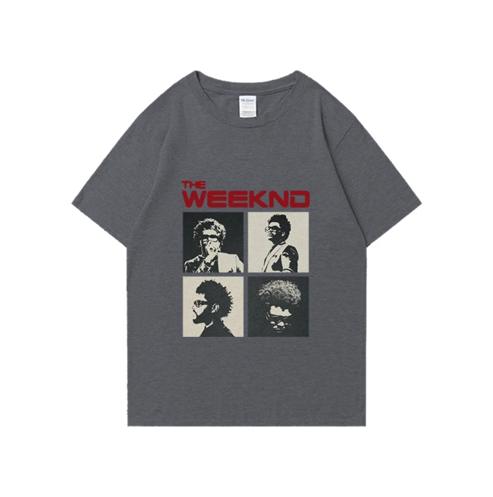 Flood Of Style Saat Sonra Hafta İçi Albüm Grafik T Shirt Erkek Kadın Vintage Hip Hop Streetwear Boy Kısa Kol Gri