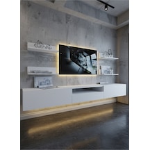 Resital Ledli Duvara Monte Tv Sehpası - Beyaz - W6017-1