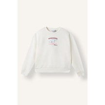 Defacto Cinnamoroll Relax Fıt Bisiklet Yaka Sweatshirt Kız Çocuk I3549a826auer105 Ekru-er105