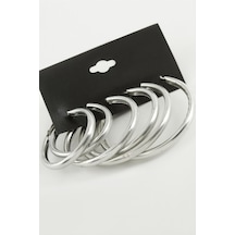 Zenviac456 Noktalı Metal Halka Küpe 6 Adet Zenviac45678 Gümüş