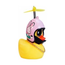 Kasklı Ördek Bisiklet Süsü Pembe- Motosiklet Süsü - Torpido Süsü -tavşanlı