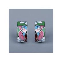 Glaze Bird El Yapımı Emaye 925 Ayar Gümüş Özel Tasarım Mavi Spinel Kuş Etnik Küpe Turkuaz