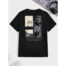 Göğüs Ve Sırt Baskılı Oversize Unisex T-shirt Siyah