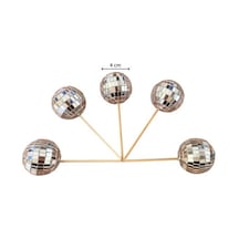 Disko Topu Gümüş Pasta Süsü 4 Cm 5 Adet Gümüş
