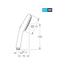 Comfort 110 El Duşu, 2 Akışlı Yağmur & Jet , Smartswitch, 110mm Kare Duş Başlığı, Kireç Önleyici Sistem, Krom, 26925001