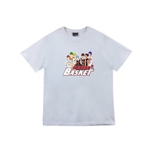 Kuroko No Basket Anime Baskılı Unisex %100 Pamuk Beyaz T-shirt Beyaz